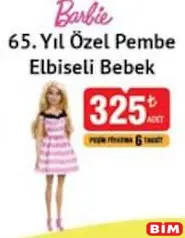 BARBİE 65. YIL ÖZEL PEMBE ELBİSELİ OYUNCAK BEBEK